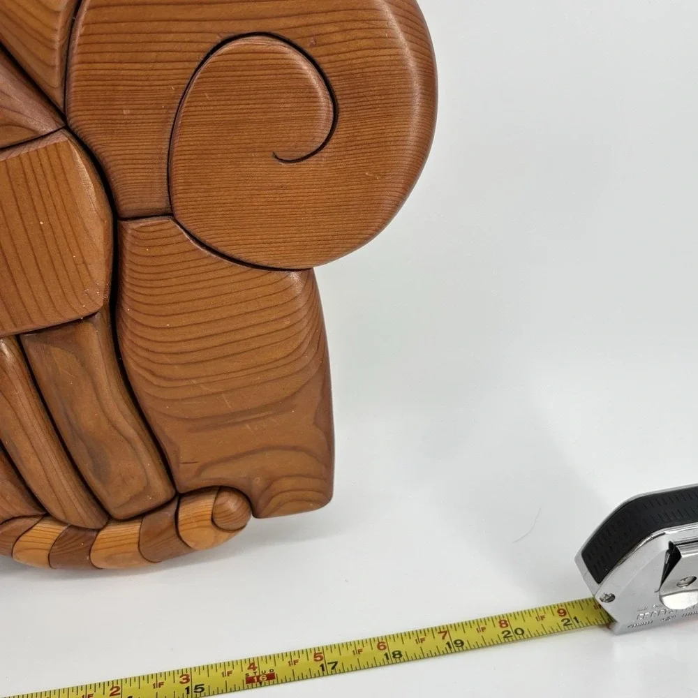 Large Vtg Wood Intarsia‎ Cat Cheshire Wall Art Artisan Handmade Wooden